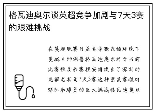 格瓦迪奥尔谈英超竞争加剧与7天3赛的艰难挑战